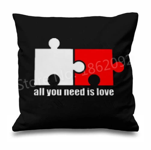 Funny Quote Cushion Cover All You Need is Love Throw Pillow Case Black