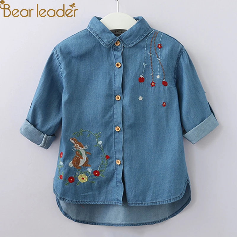 Bear Leader/рубашки для девочек Новинка 2019 года осенние Рубашки джинсовая рубашка с