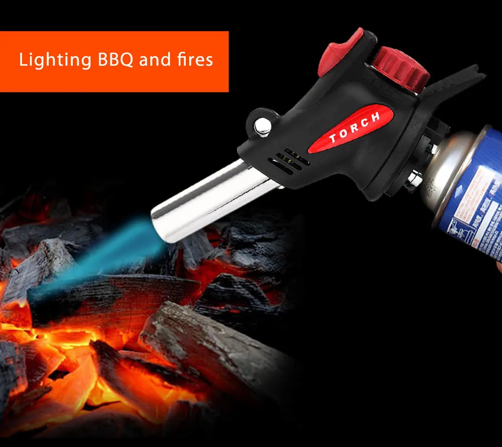 

Butane Gas Torch Flamethrower Automatic Ignition Welding Outdoor Camping Barbecue Stove Equipment For Hiking Outdoor Survival