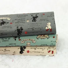 Полуярд мультфильм Кот печати утолщаются хлопчатобумажная ткань для ручной работы DIY мешок рот золотой пакет ткани хлопок B424