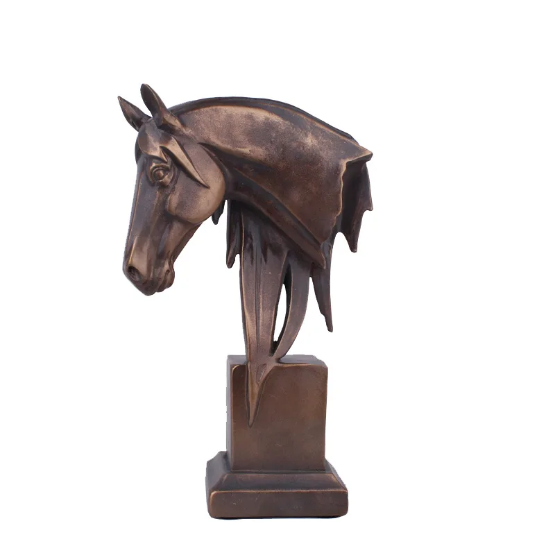 

Classic Retro Bronze Horse Head Figurines Europe Resin Bronze Horse Head Ornaments Desktop Crafts Home Decoration Business Gifts