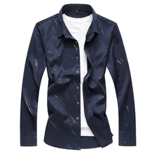 Men's Business Dress shirt New Cotton Fashion stripe print camisa Men's Luxury Shirts Wedding Party Long sleeve Shirt