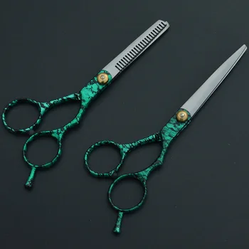 Online 2PCS Clipper Schere Barber 5,5 Zoll Clipper Haar Schneiden Dünner Werdendes Haar Schere Haarschnitt Schere Salon Friseur Styling Werkzeuge