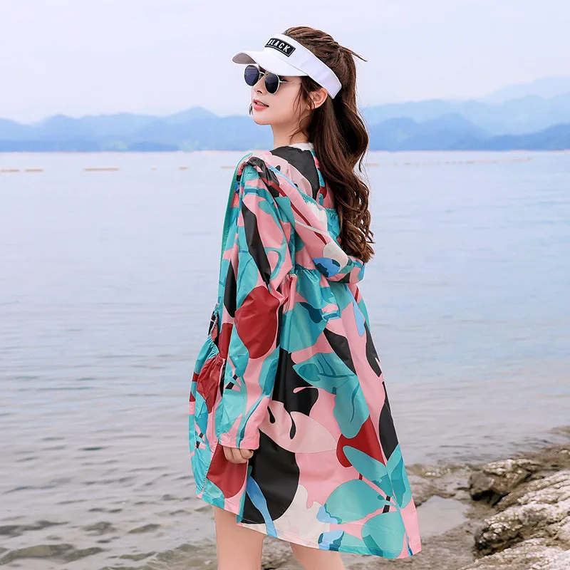 

2019 new Sun Protection Clothing female Korean Large Size loose camouflage Trench coats Summer sunscreen shirt for Women V708