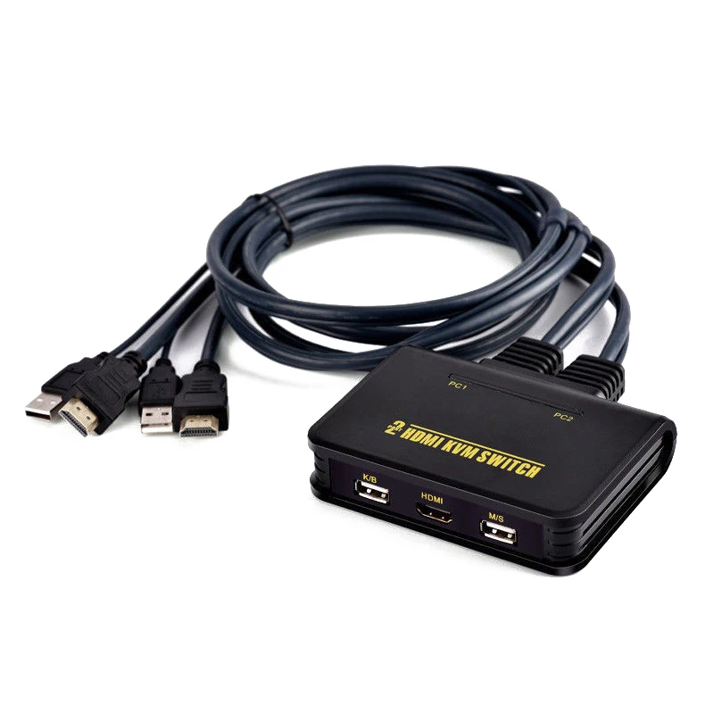 1 х 2 порта USB HDMI KVM переключатель Switcher с кабелем для двух мониторов клавиатура мышь