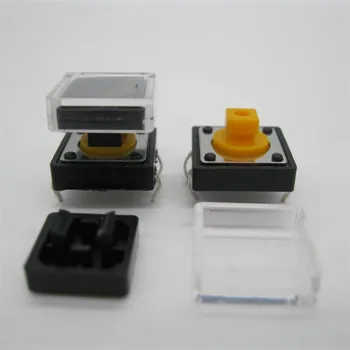 

50pcs B3F Tactile Push Button Switch+black color hat 50pcs+transparent cap 50pcs Momentary Tact Touch Micro switch 12x12x7.3mm