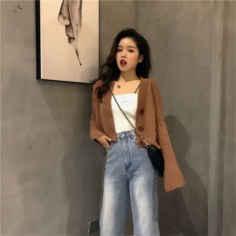 HziriP Spring Autumn Women Comfortable Female Slim Sweater Knitted Sweaters Solid V-Neck Long Sleeve All-Match 3 Colors