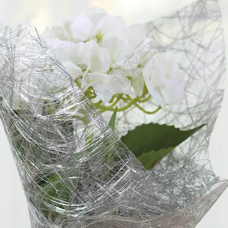 

Golden Silver Flower Packaging Hollow French Rafi Silk Paper Flower Shop Bouquet Gift Florist Supplies Wrapping Paper 5pcs/lot