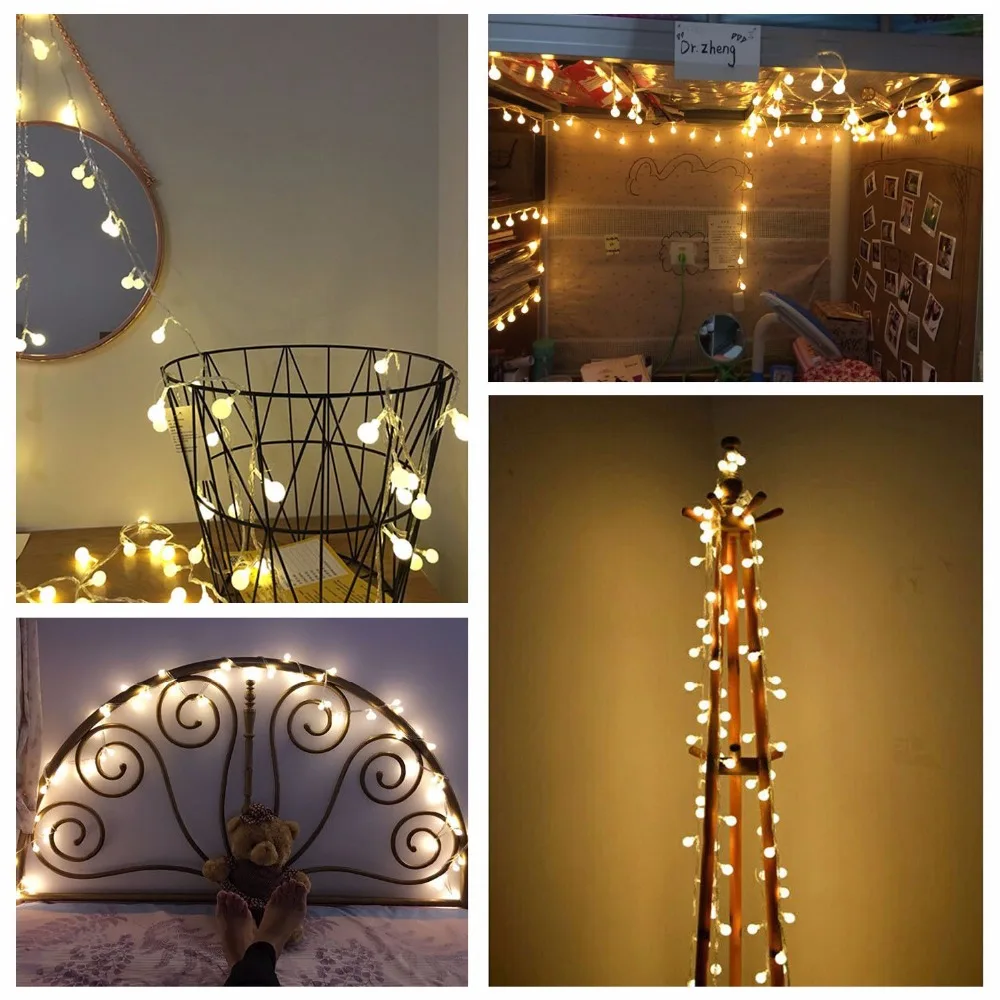 Kohree украшение для спальни праздничные Светодиодные Лампы String Light Night Fairy Globe Ball for