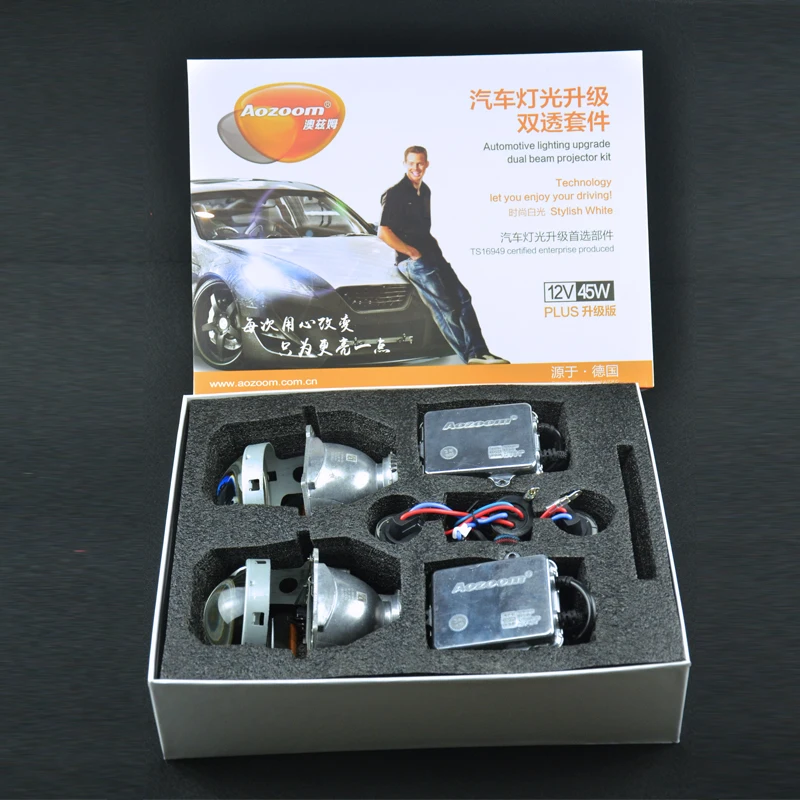 

Aozoom 12V 45W BALLAST and D2H BULB and 3 inches HID Bi-xenon Projector Lens headlight Full Kit fast start and high brightness