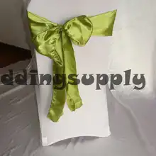 100 Трава Зеленая атласная Председатель Пояса для Председатель Свадьба Чехлы для стульев пояс-кушак ленте стул для банкета