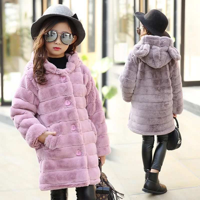 Зимнее пальто для девочек детские куртки с меховым капюшоном для девочек-подростков детские куртки, верхняя одежда Abrigos Y Chaquetas