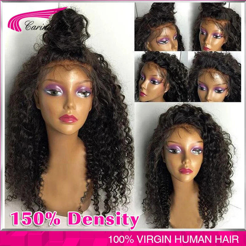 Brazilian Full Lace Human Hair Wigs Kinky Curly Full Lace Wig Glueless Curly Lace Front Wig Bleached Knots For Black Women