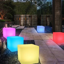 Thrisdar Outdoor Led illuminated Furniture Cube Chair Bar Light Party Wedding KTV Pub Bar Luminous led Cube Stool Chair Light 30cm led light cube lumineux led rechargeable cube illuminated cube chair free shipping