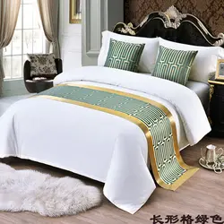 Зеленое прямоугольное решетчатое постельное белье, новое покрывало в китайском стиле, гостиничный шкаф, постельные принадлежности, Декор