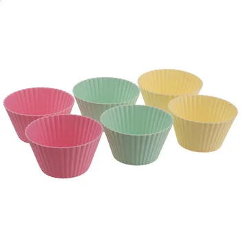 

6Pcs Large Size 9cm Silicone Mold Red Soft Round Silicone Cake Muffin Chocolate Tart Baking Mold Cupcake Liner Baking Cup Mold
