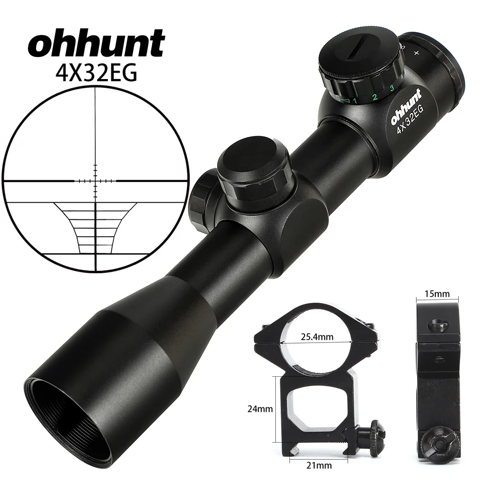 Ohhunt 4X32 3-9X40 4-16X40 6-24X50 винтовка Сфера провода охотничий прицел 1 дюймов оптический прицел тактический прицелы для стрельбы - Цвет: with Picatinny Ring