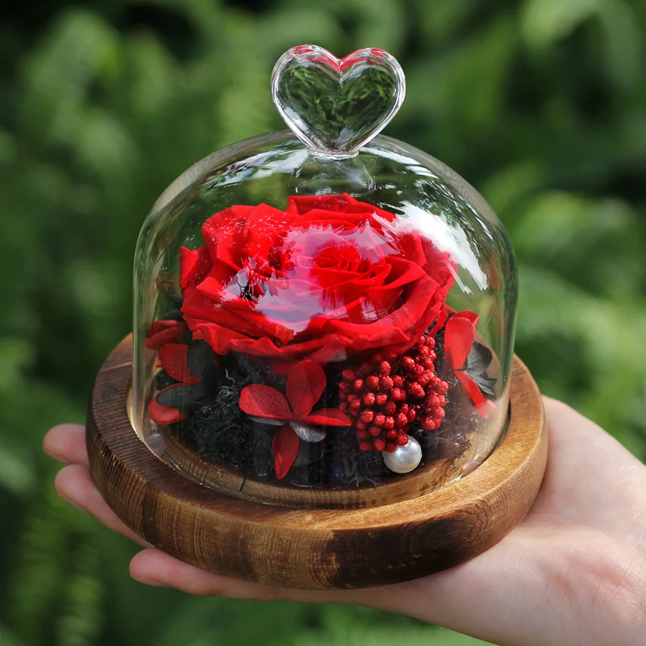 Роза в стеклянном куполе эксклюзивная настоящая вечная бессмертная РОЗА светодиодная лампа День Святого Валентина День рождения Рождество День матери подарок черная Роза
