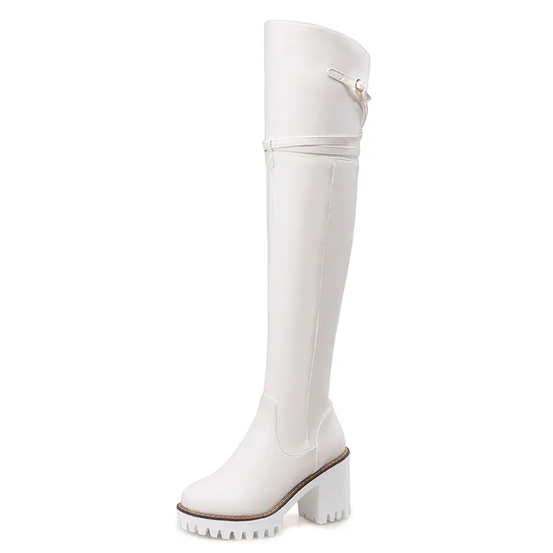 

2016 New Fashion Over The Knee High Boots For Women Round Toe Casual Square Heel Shoes Fashion Ladies Boots High Quality XD673