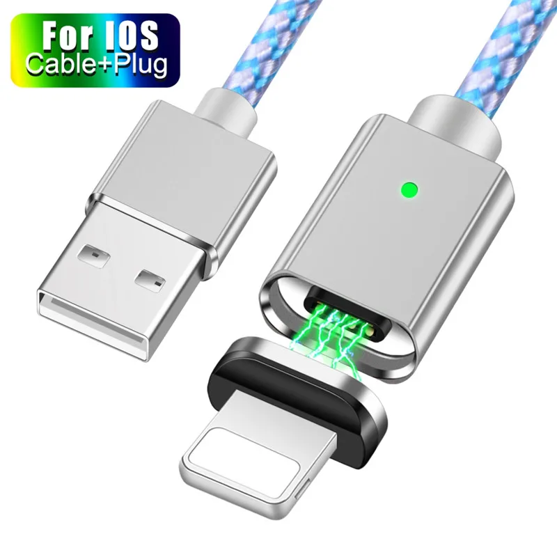 Олаф магнитное зарядное устройство USB кабель для передачи данных для iPhone Micro USB Type C мобильный телефон Быстрая зарядка магнит Зарядное устройство USB кабель 3 штекера - Цвет: Silver 8Pin Cable
