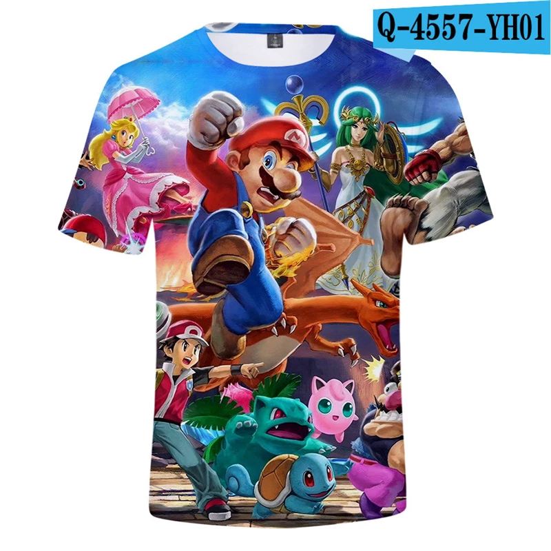 

Super Smash Bros Printed T-Shirt Pokemon Zelda Super Mario Funny Tops Plus Size 3D Shirt Kids Print Men T Shirt Boys Clothing