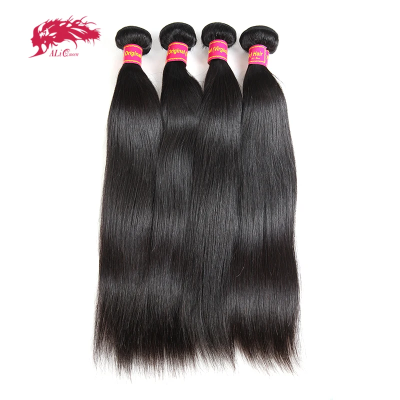Ali queen hair Products 4 шт./партия натуральный цвет 8 "~ 30" в наличии бразильские виргинские волосы прямые человеческие волосы плетение пучков