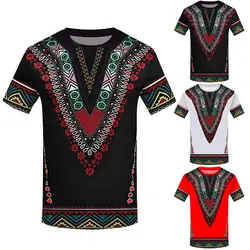Мужской принт в этническом стиле, футболка, модная футболка с принтом в африканском стиле, Повседневная рубашка в стиле ретро с короткими