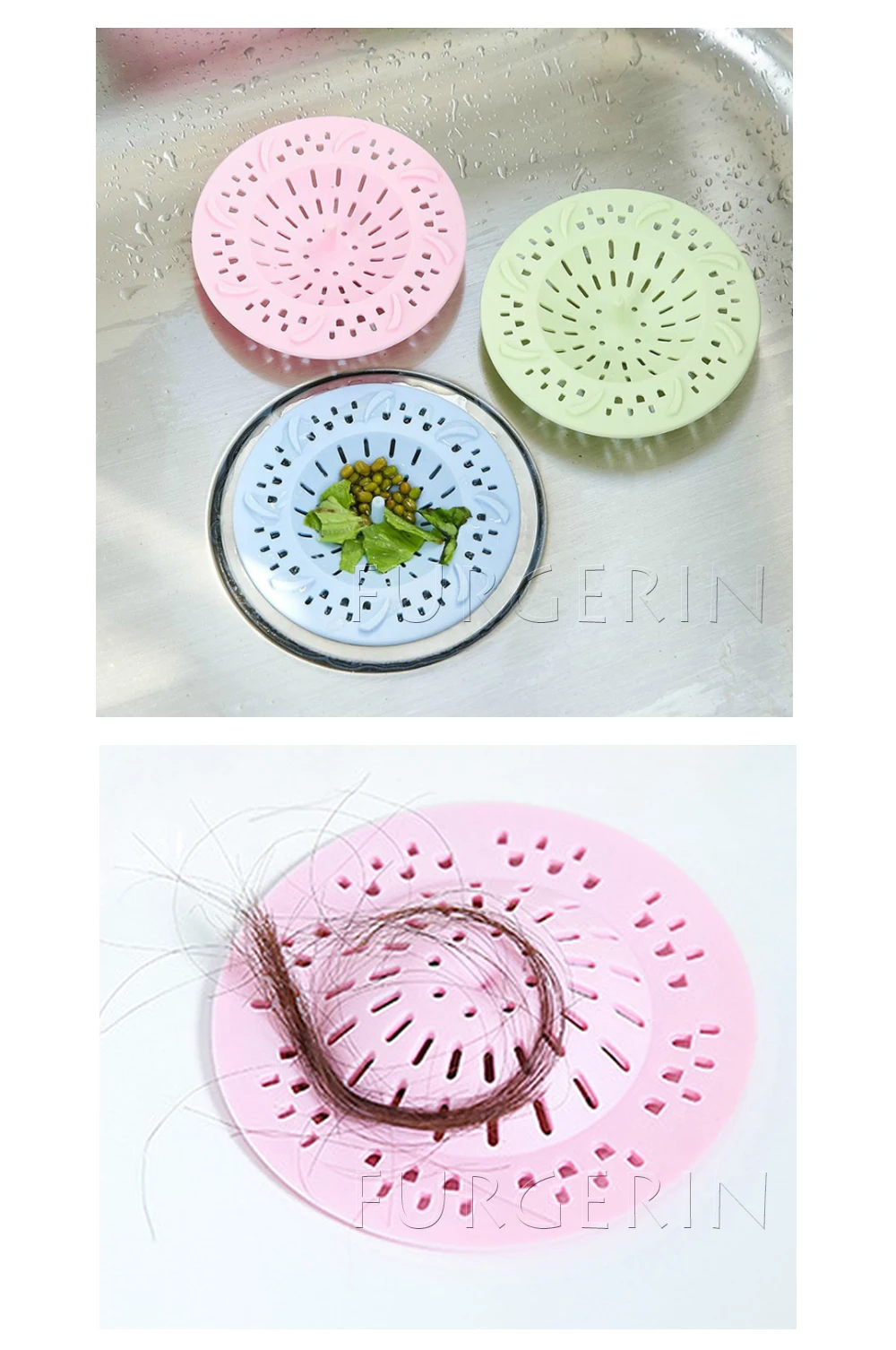 FURGERIN Hair Catcher ситечко для раковины, кухонные аксессуары для ванной комнаты, душевой фильтр, стопор, стопор для волос, крышка для раковины с ручкой