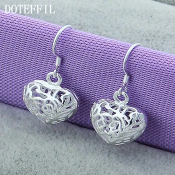 

DOTEFFIL 925 Sterling Silver Hollow Heart Drop Earrings For Woman Wedding Engagement Fashion Party Charm Jewelry