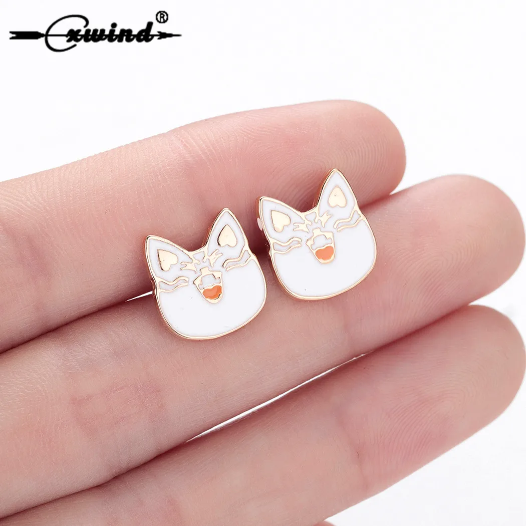Cxwind Fashion Stainless Steel Cat Earrings For Women Kids Cute Cat Earrings For Women Kids Cute