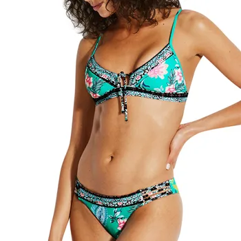 

FREE OSTRICH Ladies underwear lace underwear set printing beachwear patchwork 2 piece transparent bandage ladies underwear