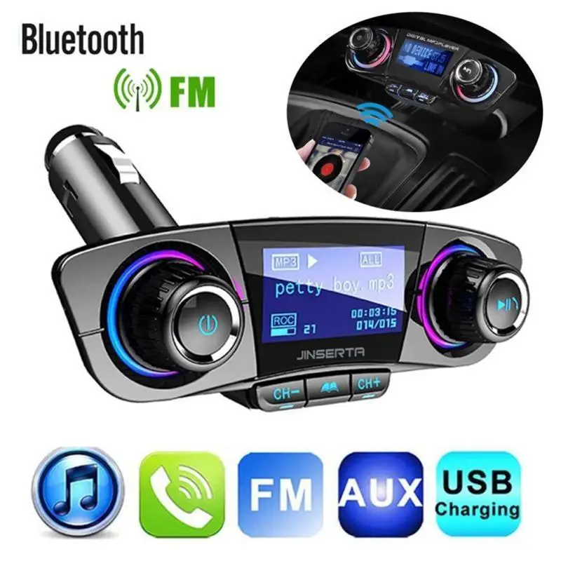 Беспроводной Bluetooth Handsfree Вызов fm-передатчик MP3 плеер Радио адаптер USB Автомобильное зарядное устройство ЖК-дисплей TF карта Автомобильный комплект