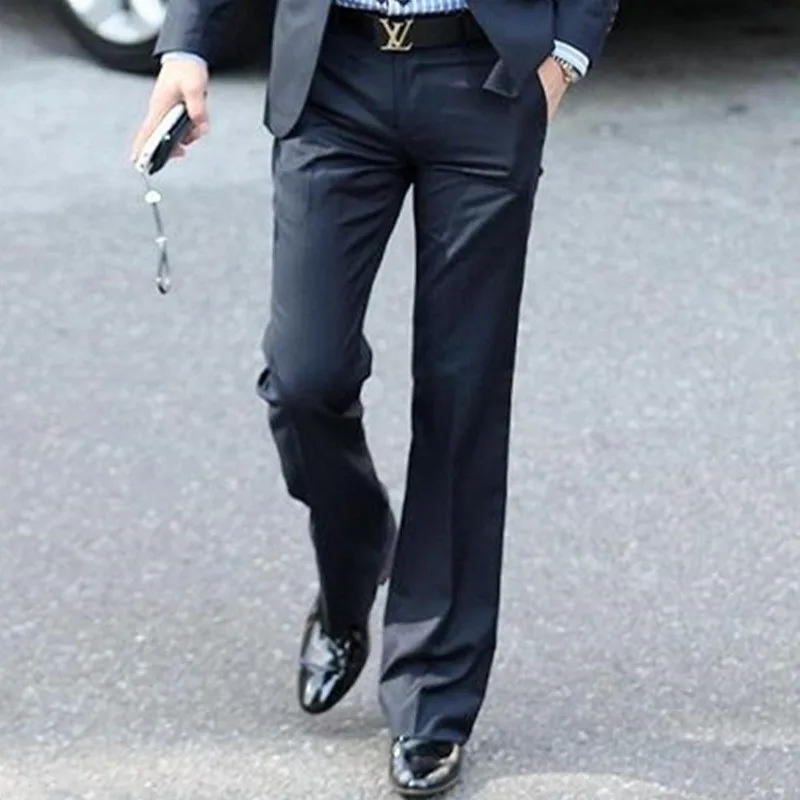 Men's Flared Pants Male Summer Straight Suit pants British leisure Free hot feet trousers Formal Pants For Men Size 37
