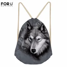FORUDESIGNS/спортивная сумка для мужчин для тренажерного зала, рюкзак на шнурке с крутым принтом волка для фитнеса, бега, спортивных тренировок, сумки для хранения, софтбэк
