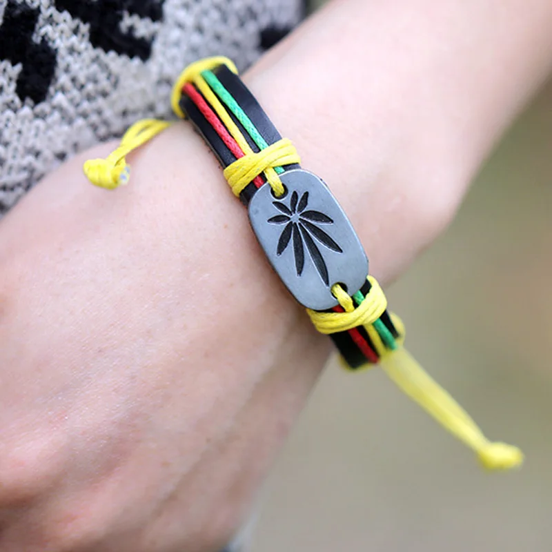 Женский кожаный браслет KYSZDL винтажный в стиле панк красный зеленый|leather bracelet