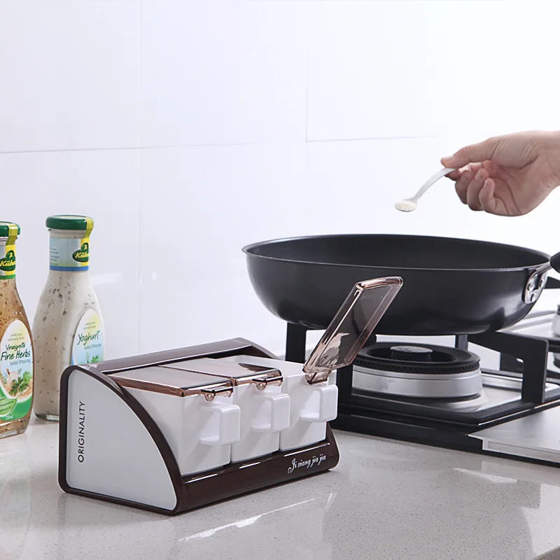 

Wall-Mounted Seasoning Box Plastic Kitchen Cooking Tools Pepper Herb Spice Storage Container Spice Jar Storage Box Sets