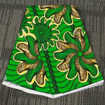 

Green Real Wax Fabric For Women Dress Ankara Ghana Kente Cloth Real Dutch Wax African Fabric Ghana Kente Hot Sale Batik Wax