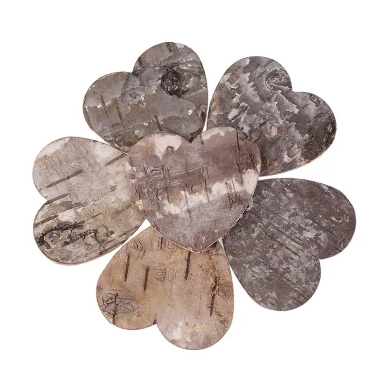 

160pcs Birch Bark Wooden Chips DIY Blank Heart Hanging Table Decor For Baby Shower Party Natural Crafts Supplies A3
