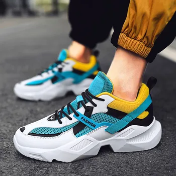 

Spring and autumn fashion new thick-soled old shoes pu bottom breathable mesh non-slip sports shoes casual men's shoes