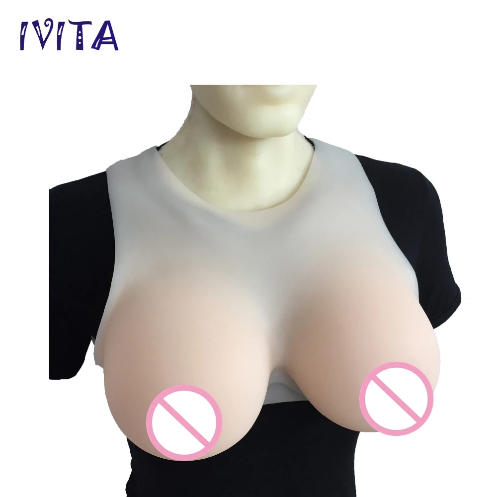 IVITA 2000 г белая силиконовая форма груди s имитация для Shemale искусственная мягкая на
