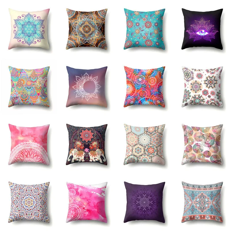 

New Bohemian mandala pattern polyester printing home pillowcase living room decoration sofa cushion cover car office cushion