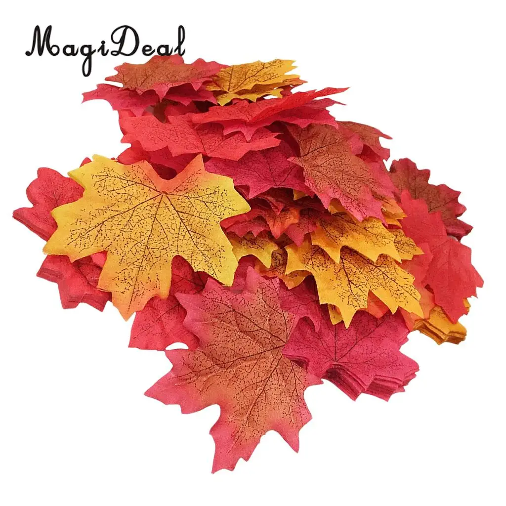 200pcs Artificial Maple Leaves Autumn Fall Leaf Wedding Thanksgiving Decor 