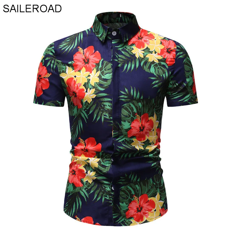 floral masculina verão camisas de manga curta topos