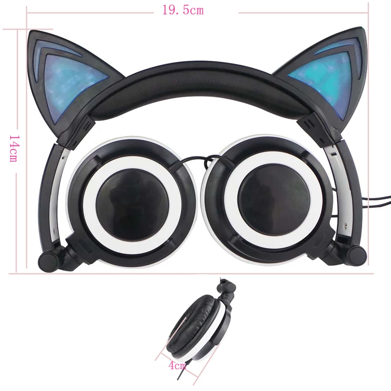 Kids LED Cat Ear Wired Cute Headphone Big Gaming Luminous Earphone Headset With Mic For iPhone Samsung Computer Phone Headfone