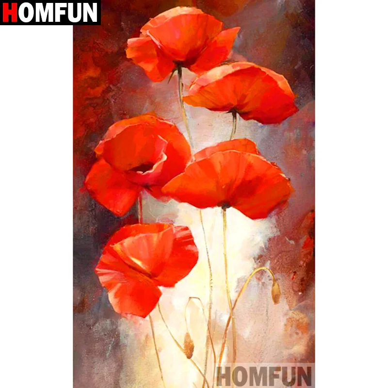 Алмазная 5D картина HOMFUN Маковый цветок вышивка крестиком полная выкладка