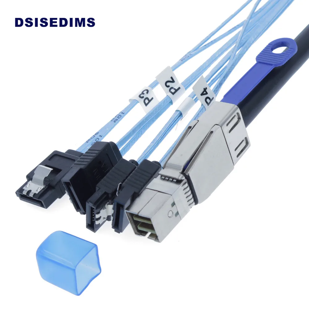 

External High Density 36 Pin Mini SAS SFF-8644 to 4 SATA 7 Pin Hard Disk Data Server Raid Cable