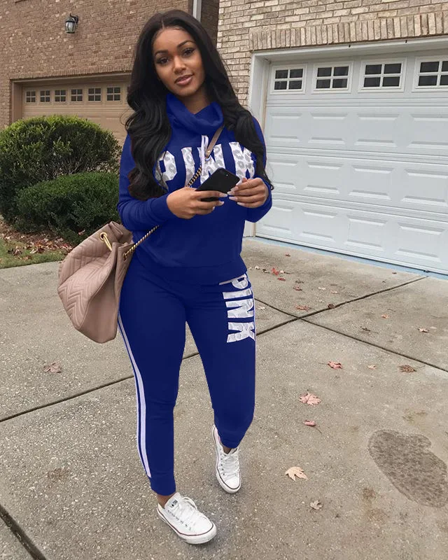DUOUPA 2019 Spring Letter Pink Print Tracksuit Women Casual Outfits Two Piece Set Pants Suits Plus Size Clothing Sets XXXL DUOUPA 2019 Spring Letter Pink Print Tracksuit Women Casual Outfits Two Piece Set Pants Suits Plus Size Clothing Sets XXXL
