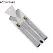 FOXMOTHER черный белый узор в елочку Bretelle Tirantes Suspensorio Эластичные подтяжки мужские