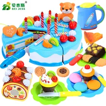 BEI JESS 80 шт./компл. и девочек ролевые игры Кухня игрушки Мини торт нарезки пищевых продуктов, детское платье для дня рождения образовательных подарок
