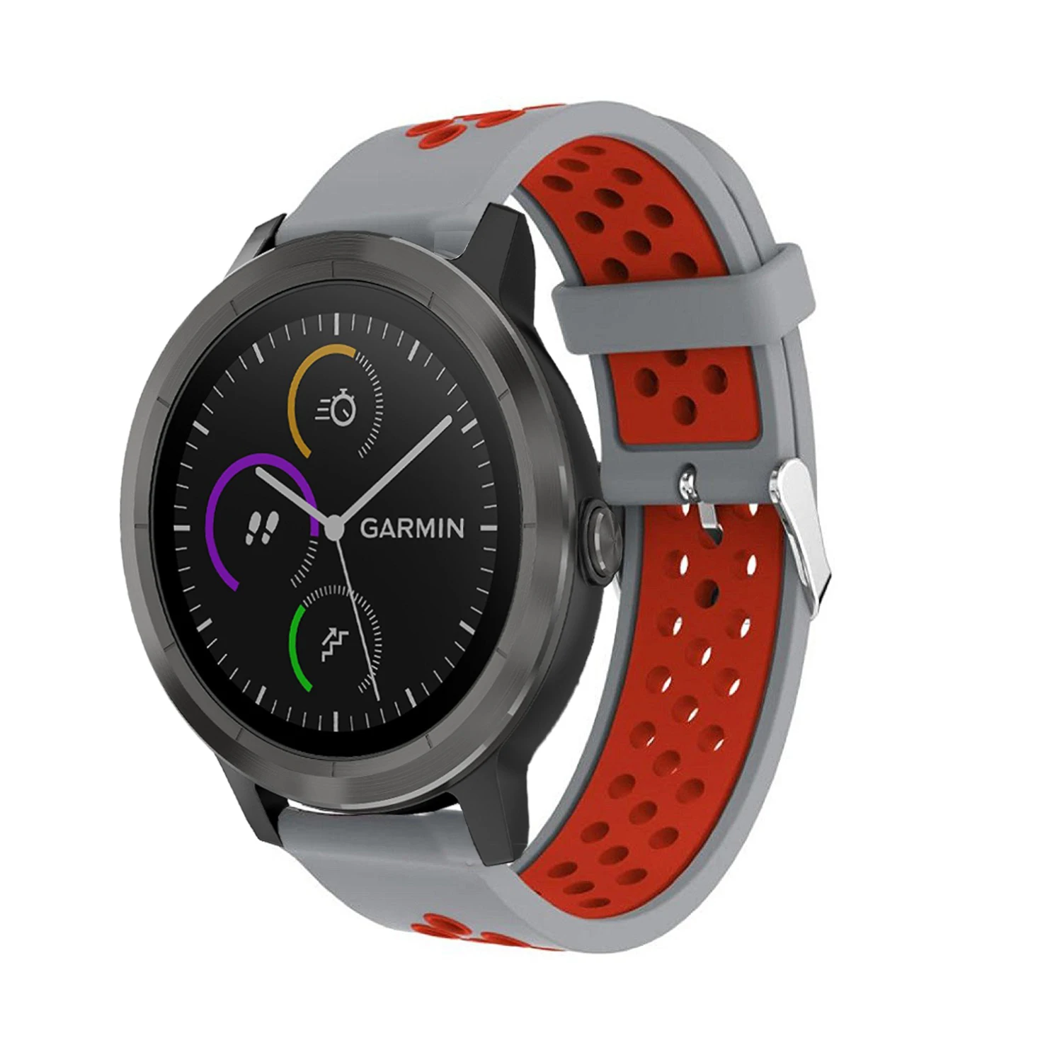 Цветной сменный спортивный силиконовый ремешок для Garmin Vivoactive 3, Смарт-часы, браслет, пряжка, запястье, ремешок 20 мм - Цвет ремешка: gray red